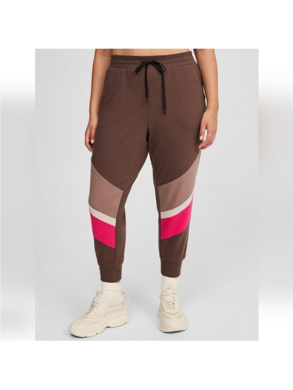 torrid 2X Brown, Pink & Cream Colorblock Jogger Pants